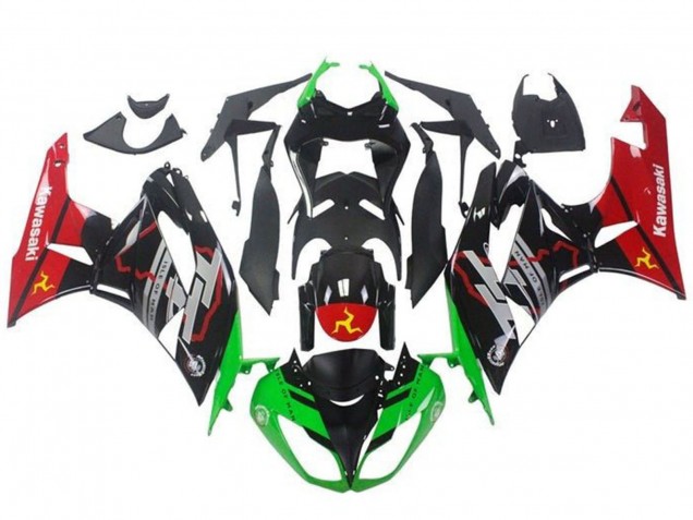 2009-2012 Kawasaki ZX6R Motorcycle Fairings - Green Glossy Black Red UK Manufacturers