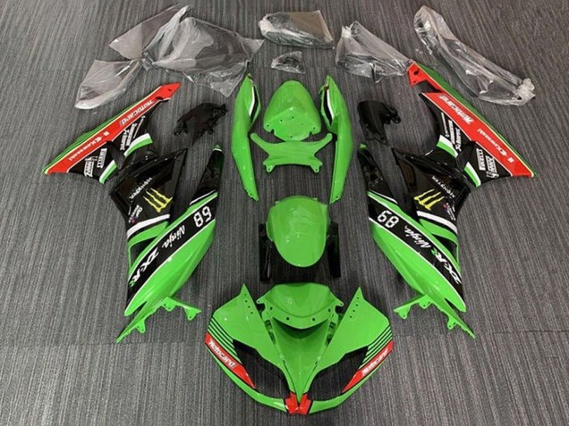 2009-2012 Kawasaki ZX6R Motorcycle Fairings - Green Glossy Black Red Yellow Monster Motocard UK Manufacturers