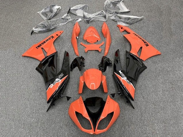 2009-2012 Kawasaki ZX6R Motorcycle Fairing - Orange Glossy Black UK Manufacturers