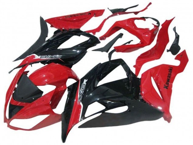 2013-2018 Kawasaki ZX6R Motorcycle Fairing - Red Glossy Black UK Manufacturers