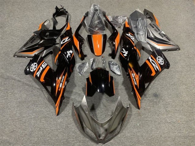 2013-2018 Kawasaki ZX6R Motorcycle Fairing - Orange Glossy Black UK Manufacturers