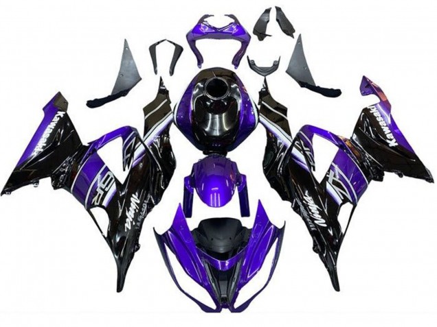 2013-2018 Kawasaki ZX6R Motorcycle Fairing - Blue Glossy Black UK Manufacturers