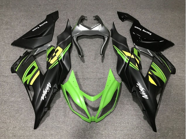 2013-2018 Kawasaki ZX6R Motorcycle Fairings - Matte Black Green Yellow UK Manufacturers