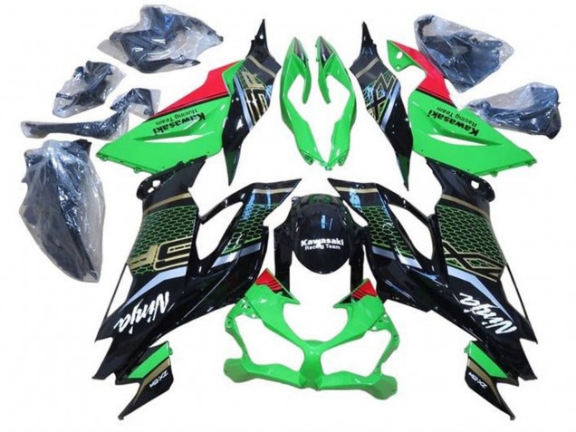 2019-2022 Kawasaki ZX6R Motorcycle Fairings - Green Red Glossy Black Honeycomb UK Manufacturers