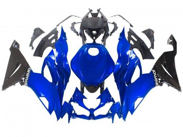 2019-2022 Kawasaki ZX6R Motorcycle Fairings - Blue Glossy Black UK Manufacturers