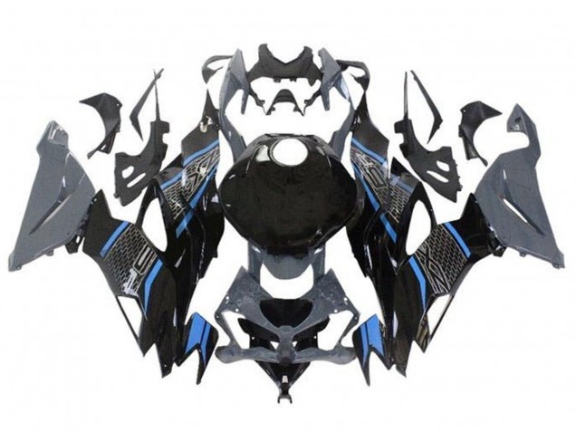 2019-2022 Kawasaki ZX6R Motorcycle Fairings - Grey Blue Black Honeycomb UK Manufacturers