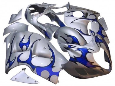 1996-2007 Suzuki GSXR 1300 Hayabusa Motorcycle Fairings - Silver Blue Tribal UK Manufacturers