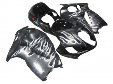 1996-2007 Suzuki GSXR 1300 Hayabusa Motorcycle Fairings - Grey Black White Flame UK Manufacturers