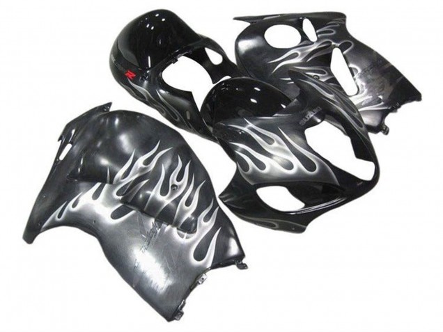1996-2007 Suzuki GSXR 1300 Hayabusa Motorcycle Fairings - Grey Black White Flame UK Manufacturers