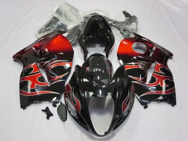 1996-2007 Suzuki GSXR 1300 Hayabusa Motorcycle Fairings - Glossy Black Red Tribal UK Manufacturers