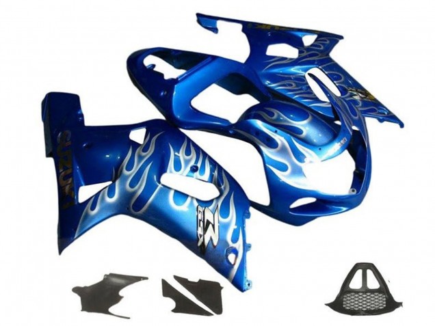 2000-2002 Suzuki GSXR1000 Motorcycle Fairings - Blue White Flame UK Manufacturers