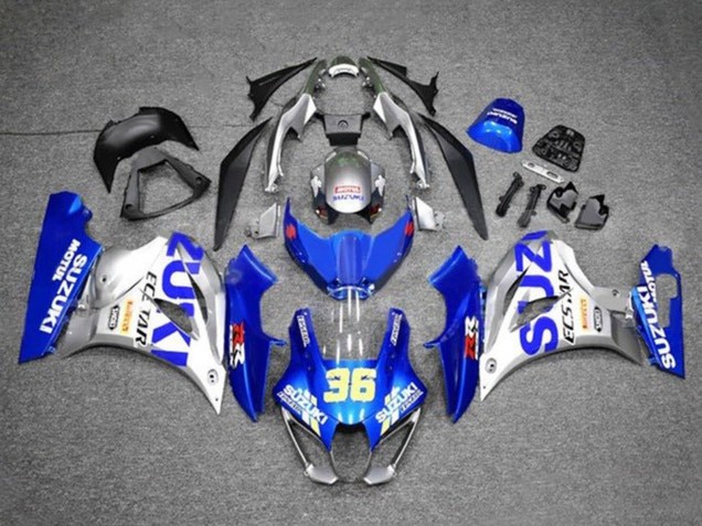 2017-2024 Suzuki GSXR1000 Motorcycle Fairings - Blue Silver Ecstar 36 UK Manufacturers