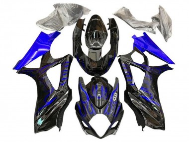 2007-2008 Suzuki GSXR 1000 Motorcycle Fairings - Black Blue Flame UK Manufacturers