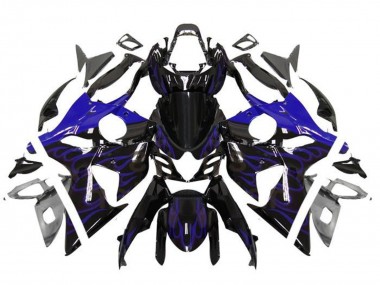2009-2016 Suzuki GSXR 1000 Motorcycle Fairings - Glossy Black Blue Flame UK Manufacturers
