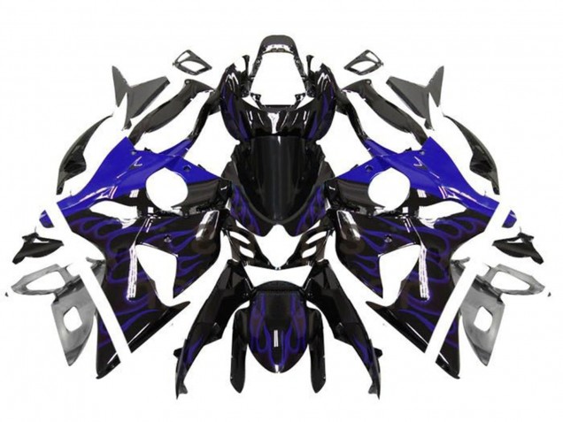 2009-2016 Suzuki GSXR 1000 Motorcycle Fairings - Glossy Black Blue Flame UK Manufacturers