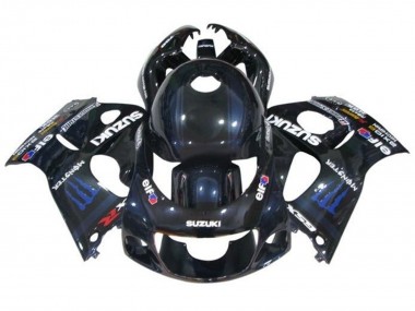 1996-2000 Suzuki GSXR 600 / GSXR 750 Motorcycle Fairings - Black Dark Blue Monster UK Manufacturers