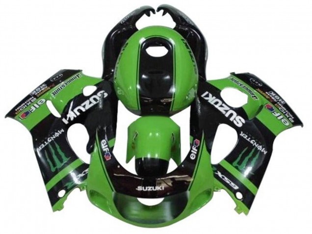 1996-2000 Suzuki GSXR 600 / GSXR 750 Motorcycle Fairings - Green Black Monster UK Manufacturers