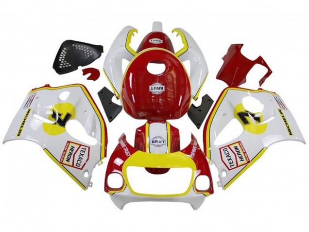 1996-2000 Suzuki GSXR 600 / GSXR 750 Motorcycle Fairings - White Red Yellow Texaco UK Manufacturers