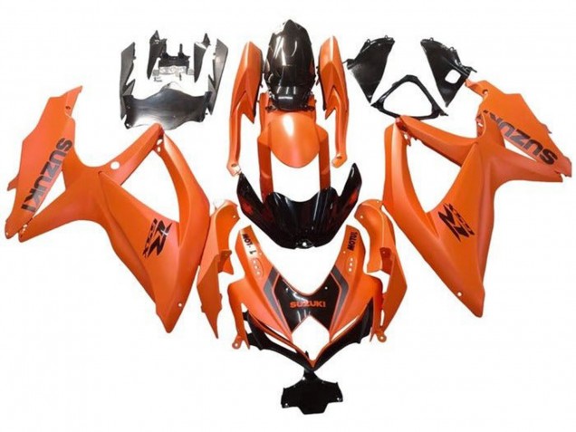 2008-2010 Suzuki GSXR 600 / GSXR 750 Motorcycle Fairings - Orange Glossy Black with Decal UK Manufacturers