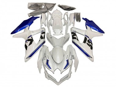 2008-2010 Suzuki GSXR 600 / GSXR 750 Motorcycle Fairings - White Blue Black Stripe UK Manufacturers