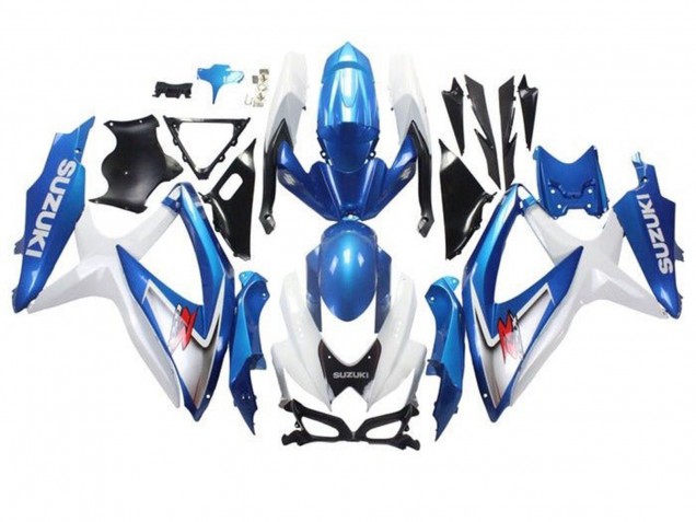 2008-2010 Suzuki GSXR 600 / GSXR 750 Motorcycle Fairings - White Light Blue Red UK Manufacturers