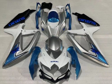 2008-2010 Suzuki GSXR 600 / GSXR 750 Motorcycle Fairings - White Silver Light Blue Black UK Manufacturers