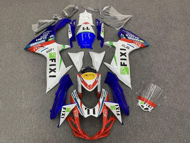 2011-2024 Suzuki GSXR 600 / GSXR 750 Motorcycle Fairings - White Blue Yellow Red Green Fixi 11 UK Manufacturers