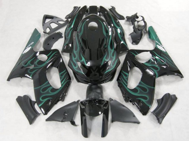 1996-2007 Yamaha YZF600R Thundercat Motorcycle Fairings - Black Green Flame UK Manufacturers