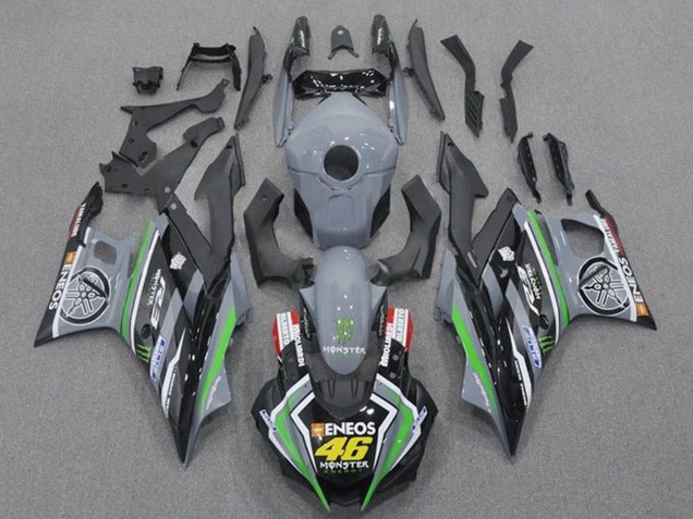 2019-2021 Yamaha YZF R3/R25 Motorcycle Fairings - Grey Black Green Black ENEOS Monster 46 UK Manufacturers