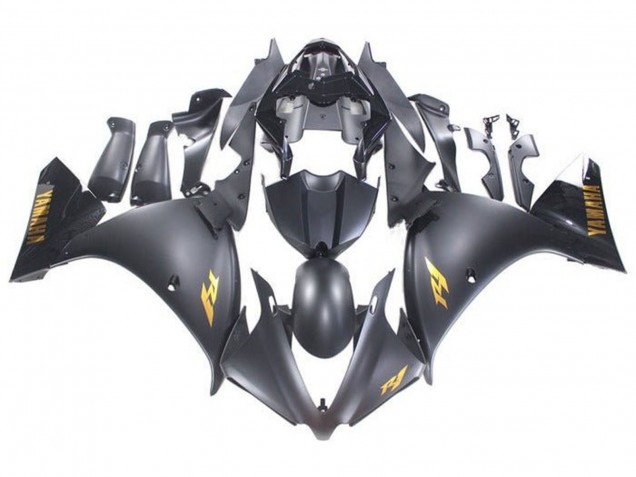 2009-2011 Yamaha YZF 1000 R1 Motorcycle Fairings - Matte Black Gold Decals UK Manufacturers