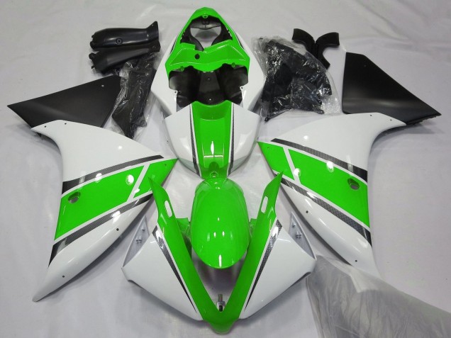 2009-2011 Yamaha YZF 1000 R1 Motorcycle Fairings - White Green Matte Black UK Manufacturers
