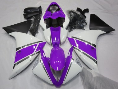 2012-2014 Yamaha YZF 1000 R1 Motorcycle Fairings - White Purple Matte Black UK Manufacturers