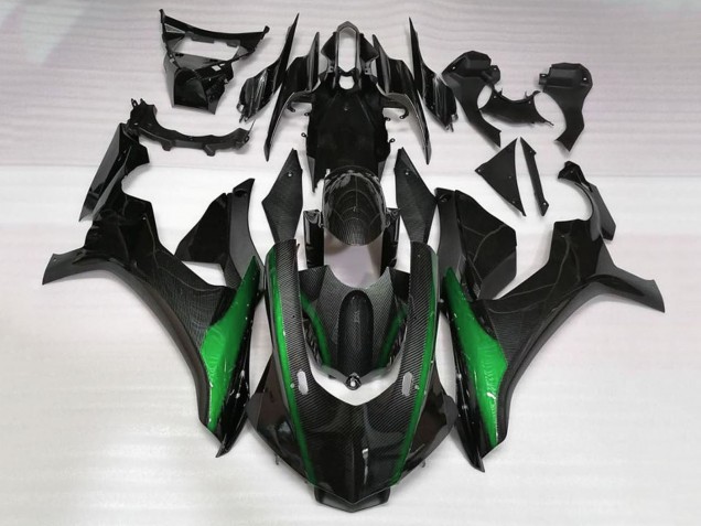 2015-2019 Yamaha YZF 1000 R1 Motorcycle Fairings - Faux Carbon Fiber Green UK Manufacturers