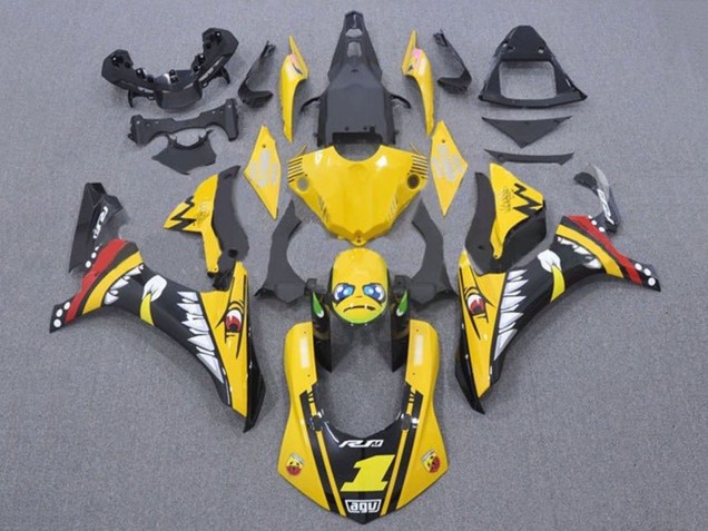 2015-2019 Yamaha YZF 1000 R1 Motorcycle Fairings - Yellow Red Shark UK Manufacturers