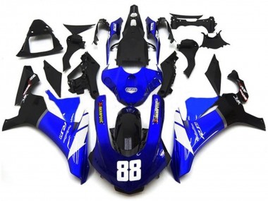 2015-2019 Yamaha YZF 1000 R1 Motorcycle Fairings - Blue White Glossy Black Akropovic UK Manufacturers