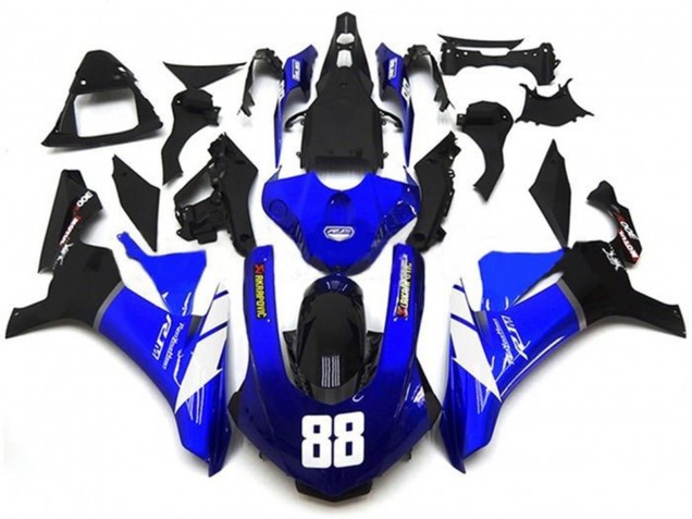 2015-2019 Yamaha YZF 1000 R1 Motorcycle Fairings - Blue White Glossy Black Akropovic UK Manufacturers