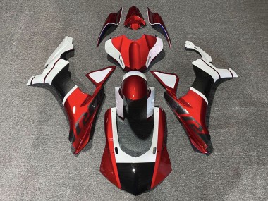 2015-2019 Yamaha YZF 1000 R1 Motorcycle Fairings - White Red Faux Carbon Fiber UK Manufacturers
