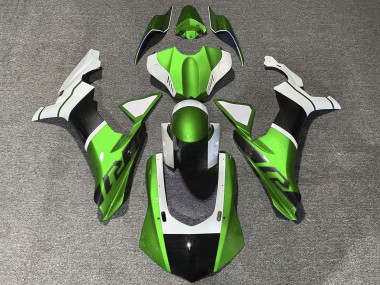 2015-2019 Yamaha YZF 1000 R1 Motorcycle Fairings - White Green Faux Carbon Fiber UK Manufacturers