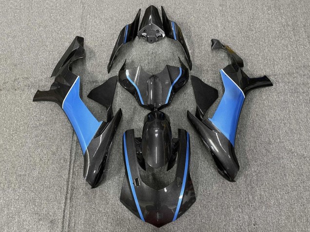 2015-2019 Yamaha YZF 1000 R1 Motorcycle Fairings - Faux Carbon Fiber Light Blue UK Manufacturers