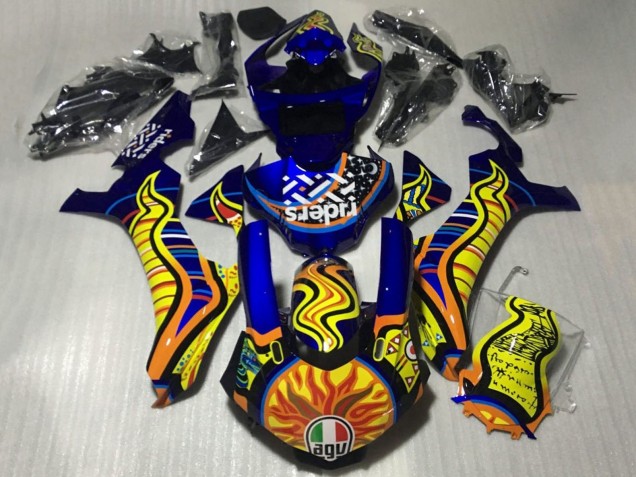 2015-2019 Yamaha YZF 1000 R1 Motorcycle Fairings - Blue Yellow Orange Tribal Sun UK Manufacturers