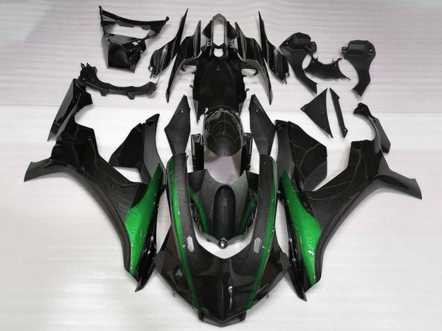 2020-2025 Yamaha YZF 1000 R1 Motorcycle Fairings - Faux Carbon Fiber Green UK Manufacturers