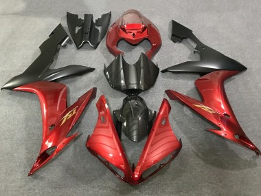 2004-2006 Yamaha YZF 1000 R1 Motorcycle Fairings - Red Faux Carbon Fiber Matte Black UK Manufacturers