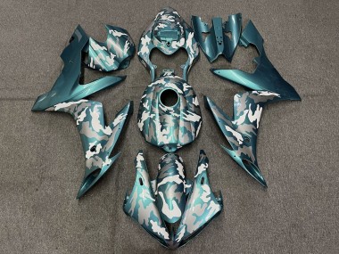 2004-2006 Yamaha YZF 1000 R1 Motorcycle Fairings - Teal Green White Grey Camouflage UK Manufacturers
