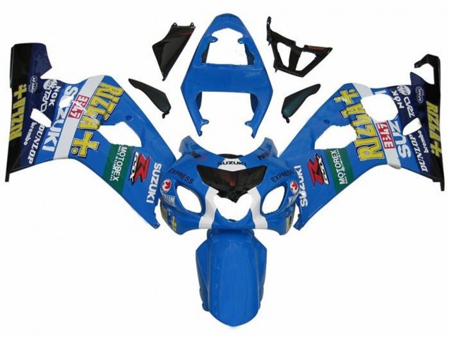 2004-2005 Suzuki GSXR 600 / GSXR 750 Motorcycle Fairings - Blue Green Black Yellow Rizla UK Manufacturers