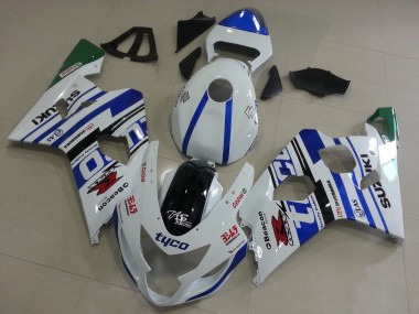 2004-2005 Suzuki GSXR 600 / GSXR 750 Motorcycle Fairings - White Blue Black Green Tyco UK Manufacturers
