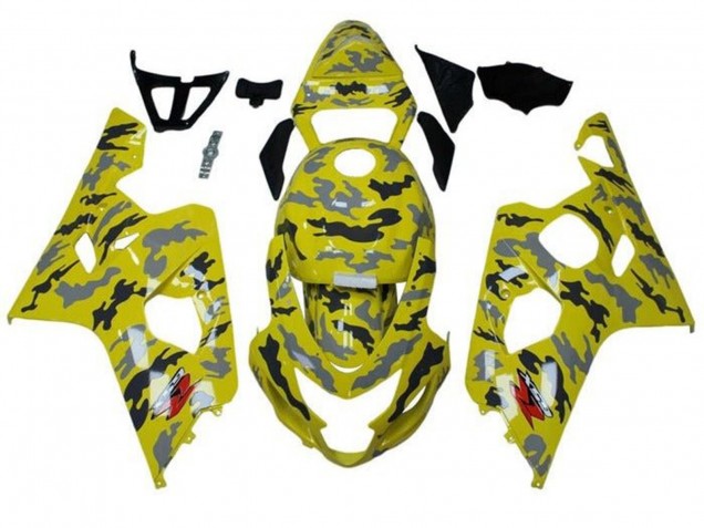 2004-2005 Suzuki GSXR 600 / GSXR 750 Motorcycle Fairings - Yellow Black Grey Camouflage UK Manufacturers