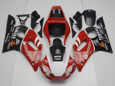 1998-2002 Yamaha YZF R6 Motorcycle Fairings - Red White Black Motul Santander UK Manufacturers