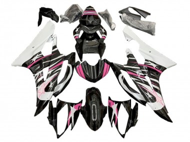 2006-2007 Yamaha YZF R6 Motorcycle Fairings - White Pink Black Star Flame UK Manufacturers