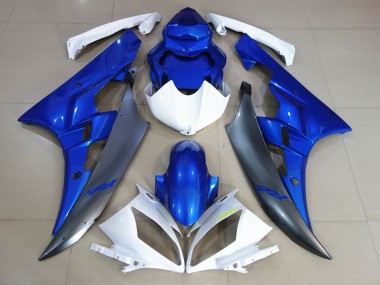 2006-2007 Yamaha YZF R6 Motorcycle Fairings - White Blue Matte Black UK Manufacturers