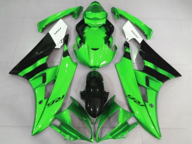 2006-2007 Yamaha YZF R6 Motorcycle Fairings - White Green Glossy Black UK Manufacturers